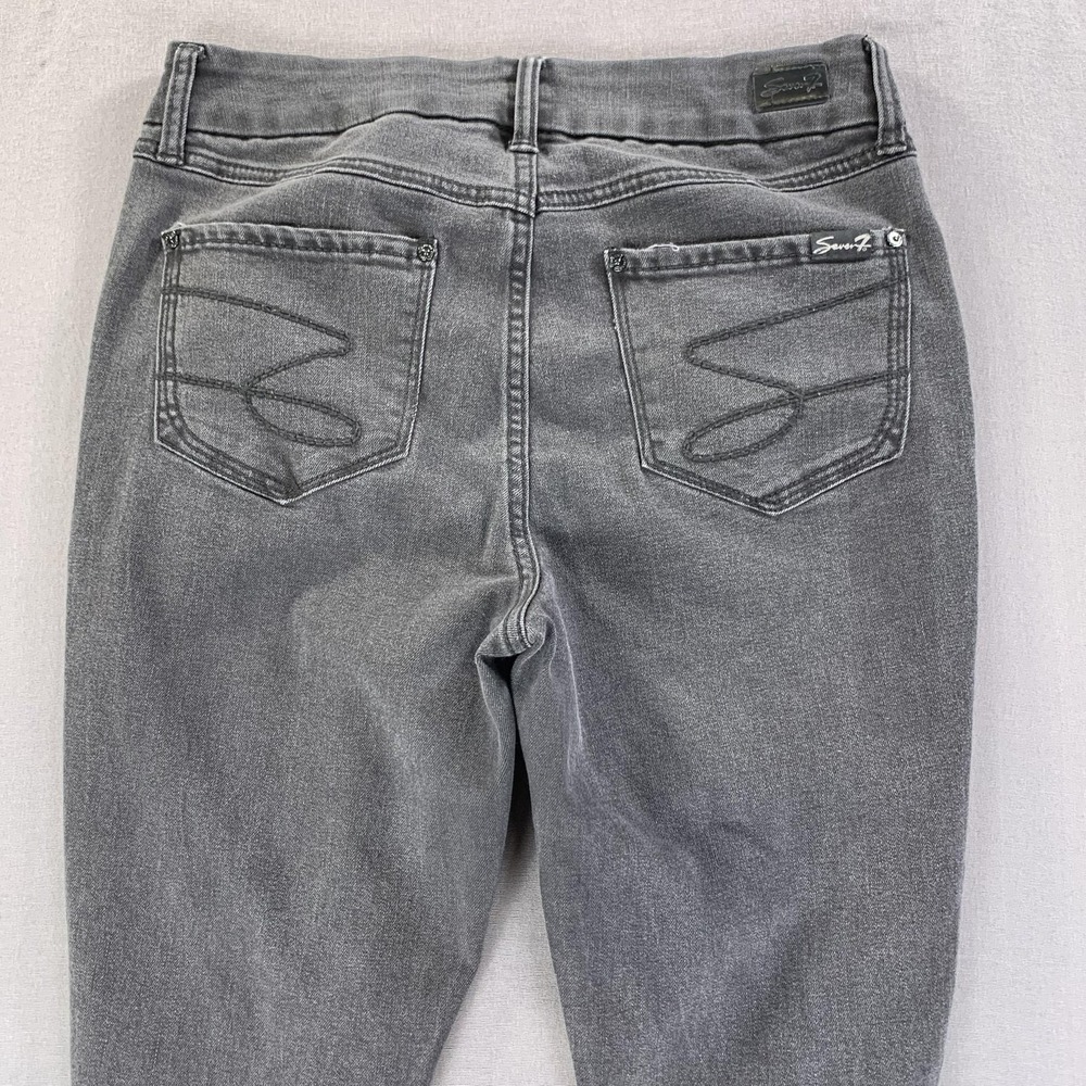 Seven7 Jeans Womens 8 Charcoal Gray Tummyless High Rise Skinny Distressed Denim